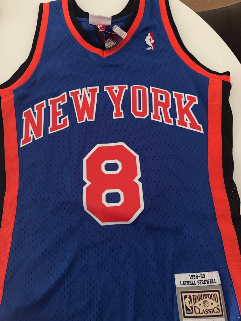 New York Knicks #8 Latrell Sprewell HWC Swingman Basketball Jersey - Size Medium